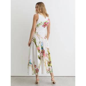 REISS Bianca Linen Floral-Print Cut-Out Midi Dress